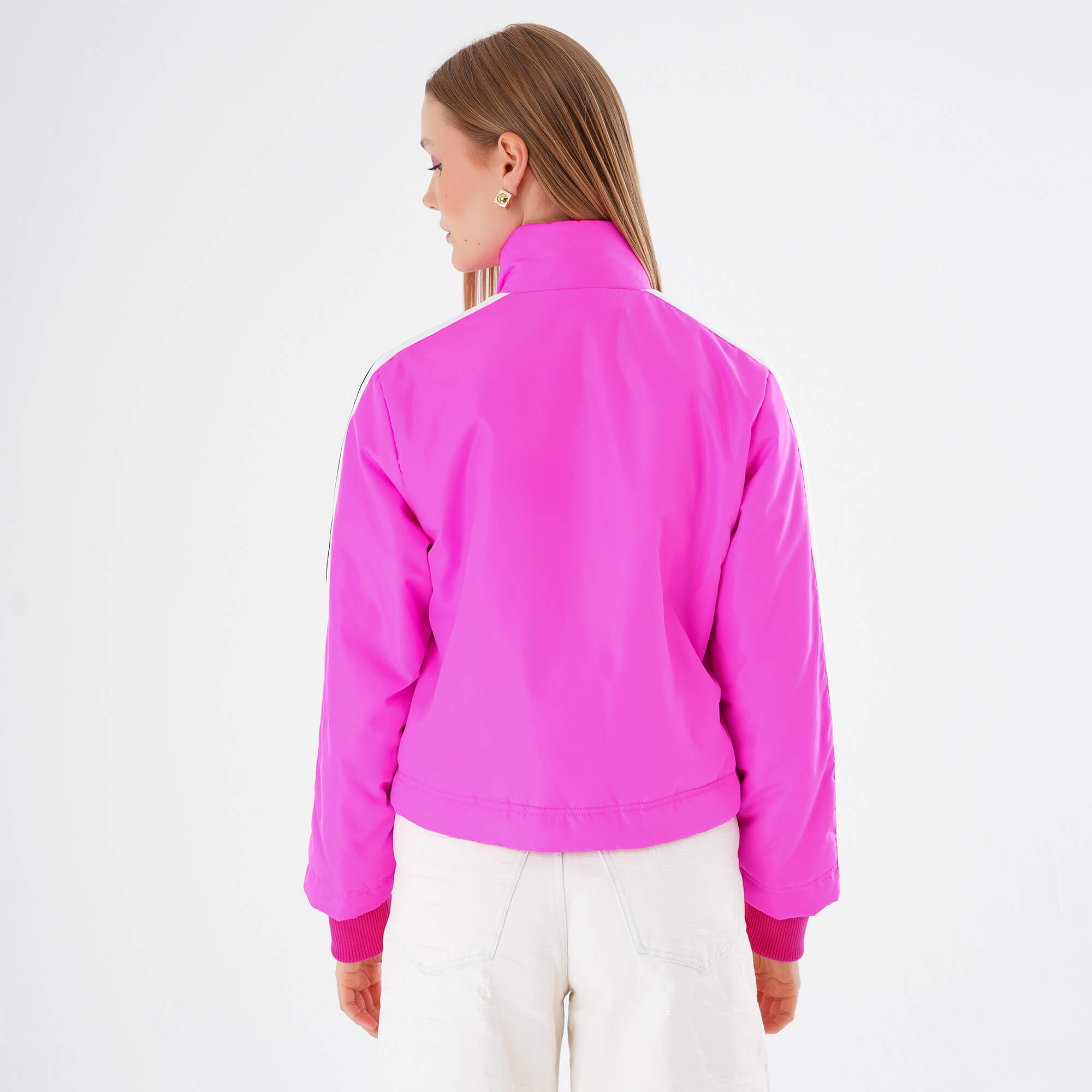 Palm Angels - Neon Pink Logo Print Puffer Jacket M 